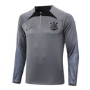Conjunto Corinthians Ziper Curto Treino Cinza